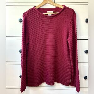 Coldwater Creek 100% cotton knit sweater red-burgundy size XS Christmas winter